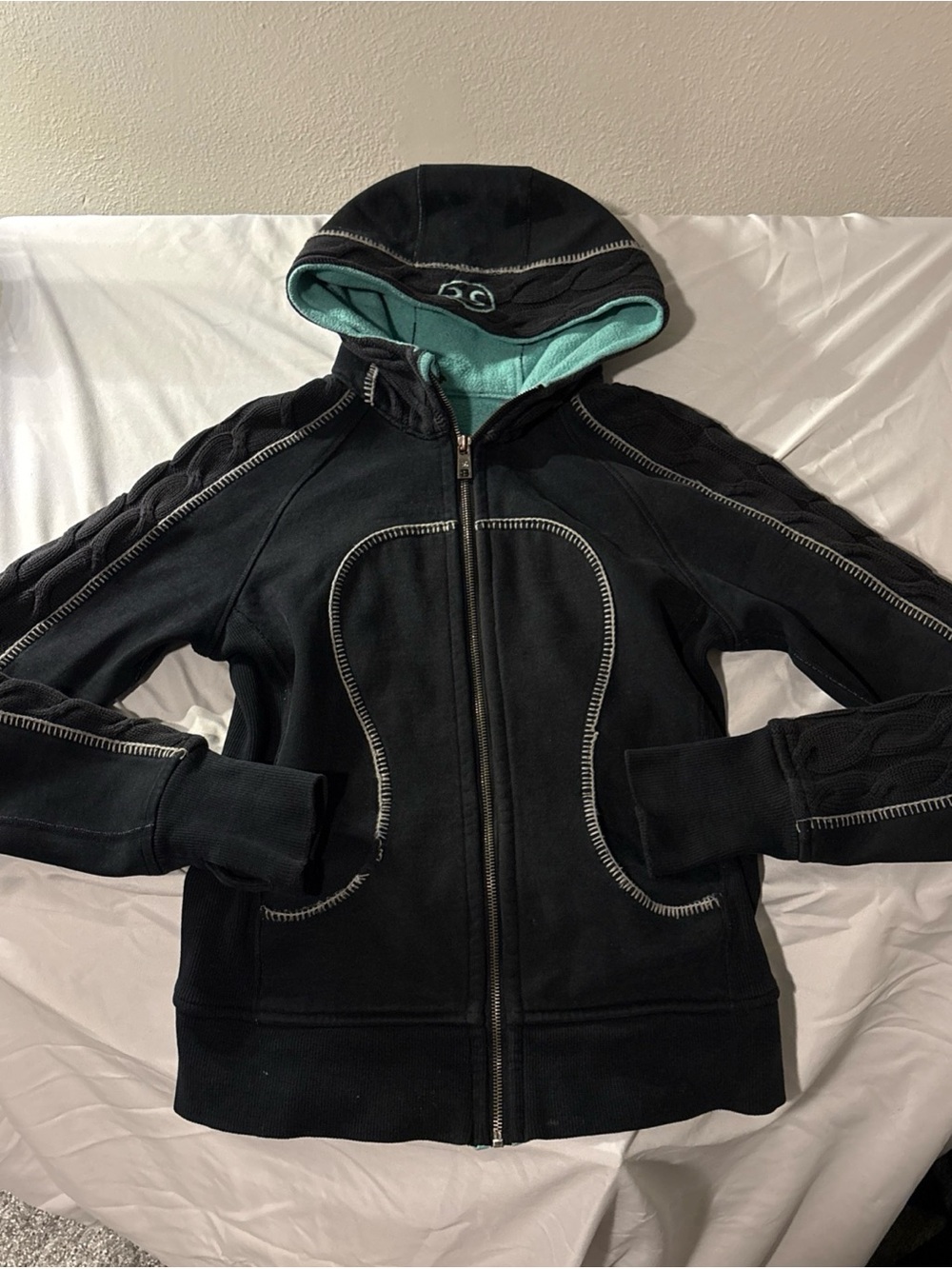 lululemon athletica Black Zip Hoodie with Mint Lining